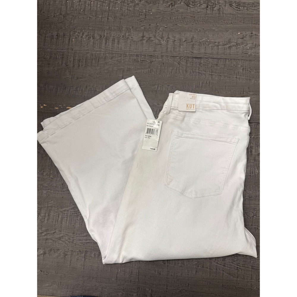 Kut from the Kloth Meg High Rise Wide Leg White Jeans Plus Size‎ 22W KG1753GA4